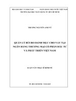 Quản lý rủi ro danh mục cho vay tại ngân hàng TMCP đầu tư và phát triển việt nam (luận văn thạc sĩ) 