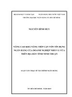 Nâng cao khả năng tiếp cận vốn tín dụng ngân hàng của doanh nghiệp nhỏ và vừa trên địa bàn tỉnh ninh thuận (luận văn thạc sĩ) 