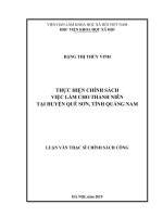 Thực hiện chính sách việc làm cho thanh niên tại huyện Quế Sơn, tỉnh Quảng Nam (Luận văn thạc sĩ)