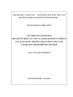 Các nhân tố ảnh hưởng đến quyết định vay vốn của khách hàng cá nhân ở các NHTMCP việt nam tại địa bàn TPHCM (luận văn thạc sĩ) 