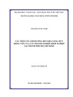 Các nhân tố ảnh hưởng đến khả năng huy động vốn của các doanh nghiệp khởi nghiệp tại thành phố hồ chí minh (luận văn thạc sĩ) 