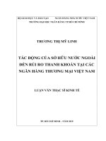 Tác động của sở hữu nước ngoài đến rủi ro thanh khoản tại các ngân hàng thương mại việt nam (luận văn thạc sĩ) 