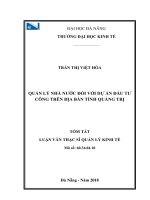 Tóm tắt luận văn Thạc sĩ Quản lý kinh tế: Quản lý nhà nước đối với dự án đầu tư công trên địa bàn tỉnh Quảng Trị