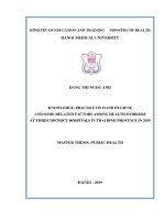 Knowledge, practice on hand hygiene and some related factors among health workers at three district hospitals in thai binh province in 2019 
