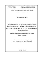 Nghiên cứu cơ sở địa lý học trong khai thác sử dụng đất đai phục vụ quy hoạch bền vững thành phố đà lạt và vùng phụ cận   tỉnh lâm đồng (tt) 