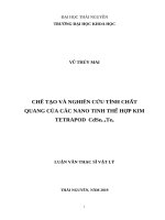 Chế tạo và nghiên cứu tính chất quang của các nano tinh thể hợp kim tetrapod cdse1 xtex 