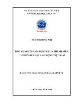Luận văn Bảo vệ người lao động chưa thành niên theo pháp luật lao động Việt Nam