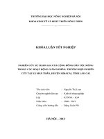 NGHIÊN CỨU SỰ THAM GIA CỦA CỘNG ĐỒNG DÂN TỘC MÔNG TRONG CÁC HOẠT ĐỘNG GIẢM NGHÈO TRƯỜNG HỢP NGHIÊN CỨU TẠI XÃ MẢN THẨN, HUYỆN SIMACAI, TỈNH LÀO CAI