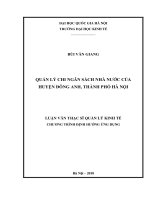 Quản lý chi ngân sách nhà nước của huyện đông anh, thành phố hà nội 