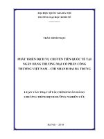 Phát triển dịch vụ chuyển tiền quốc tế tại ngân hàng thương mại cổ phần công thương việt nam chi nhánh hai bà trưng 