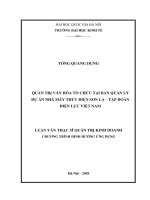 Quản trị văn hóa tổ chức tại ban quản lý dự án nhà máy thủy điện sơn la tập đoàn điện lực việt nam 