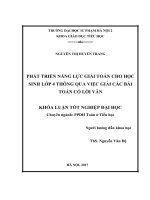 Phát triển năng lực giải toán cho học sinh lớp 4 thông qua việc giải các bài toán có lời văn (2017) 