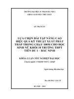 Lựa chọn bài tập nâng cao hiệu quả kỹ thuật xuất phát thấp trong chạy 100m cho học sinh nữ khối 10 trường THPT tiên du 1   bắc ninh (2014) 