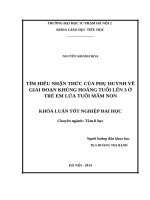 Tìm hiểu nhận thức của phụ huynh về giai đoạn khủng hoảng tuổi lên 3 ở trẻ em lứa tuổi mầm non (2014) 