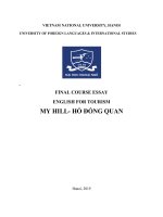 Tiếng anh du lịch Marketing plan for My hill  Hồ Đông Quan