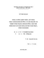 Tăng cường kiến thức, kỹ năng thực hành dinh dưỡng cho bà mẹ để cải thiện tình trạng dinh dưỡng cho trẻ mầm non xã nam thái, huyện nam trực, tỉnh nam định (2014) 