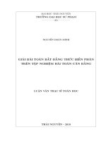 Giải bài toán bất đẳng thức biến phân trên tập nghiệm bài toán cân bằng (Luận văn thạc sĩ)