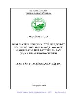 Đánh giá tình hình quản lý và sử dụng đất của các tổ chức kinh tế được nhà nước giao đất, cho thuê đất trên địa bàn quận 1, thành phố Hồ Chí Minh (Luận văn thạc sĩ)