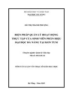 Tóm tắt Luận văn Thạc sĩ Quản lý giáo dục: Biện pháp quản lý hoạt động thực tập của sinh viên Phân hiệu Đại học Đà Nẵng tại Kon Tum