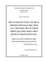 Rèn luyện kỹ năng vận dụng phương pháp dạy học tích cực cho sinh viên sư phạm hóa học trong học phần thực hành sư phạm giảng dạy (2017) 