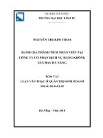 Tóm tắt luận văn Thạc sĩ Quản trị kinh doanh: Đánh giá thành thích nhân viên tại Công ty Cổ phần dịch vụ Hàng không Sân bay Đà Nẵng