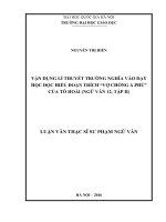 Vận dụng lý thuyết trường nghĩa vào dạy học đọc hiểu đoạn trích «vợ chồng a phủ » của tô hoài (ngữ văn 12, tập II) 