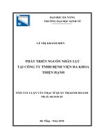 Tóm tắt luận văn Thạc sĩ Quản trị kinh doanh: Phát triển nguồn nhân lực tại Công ty Trách nhiệm hữu hạn Bệnh viện đa khoa Thiện Hạnh