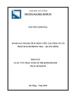 Tóm tắt luận văn Thạc sĩ Quản trị kinh doanh: Đánh giá thành tích nhân viên tại Công ty cổ phần bao bì Phong Nha – Quảng Bình