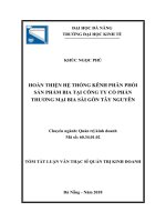 Tóm tắt luận văn Thạc sĩ Quản trị kinh doanh: Hoàn thiện hệ thống kênh phân phối sản phẩm Bia tại Công ty cổ phần Thương Mại Bia Sài Gòn Tây Nguyên