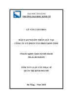 Tóm tắt luận văn Thạc sĩ Quản trị kinh doanh: Đào tạo nguồn nhân lực tại Công ty cổ phần Tấn Phát Kon Tum
