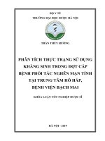 Phân tích thực trạng sử dụng kháng sinh trong đợt cấp bệnh phổi tắc nghẽn mạn tính tại trung tâm hô hấp, bệnh viện bạch mai 