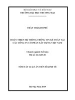Tóm tắt luận án Tiến sĩ Kinh tế: Hoàn thiện hệ thống thông tin kế toán tại các Công ty cổ phần xây dựng Việt Nam