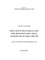 Phân tích sử dụng kháng sinh trên bệnh nhân phẫu thuật tại bệnh viện đa khoa phố nối 