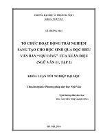 Tổ chức các hoạt động trải nghiệm sáng tạo cho học sinh qua đọc hiểu văn bản vội vàng của xuân diệu (ngữ văn 11, tập 2) (2016) 
