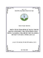 Phân tích tình hình sử dụng thuốc kháng sinh điều trị viêm phổi cộng đồng tại khoa nhi, bệnh viện đa khoa huyện văn bàn, tỉnh lào cai 