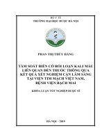 Tầm soát biến cố rồi loạn kali máu liên quan đến thuốc thông qua kết quả xét nghiệm cận lâm sàng tại viện tim mạch việt nam, bệnh viện bạch mai 