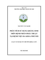 Phân tích sử dụng kháng sinh trên bệnh nhân phẫu thuật tại bệnh viện đa khoa phố nối 