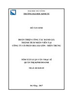 Tóm tắt luận văn Thạc sĩ Quản trị kinh doanh: Hoàn thiện công tác đánh giá thành tích nhân viên tại Công ty Cổ phần Bia Sài Gòn – Miền Trung