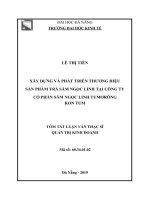 Tóm tắt luận văn Thạc sĩ Quản trị kinh doanh: Xây dựng và phát triển thương hiệu Trà Sâm Ngọc Linh của Công ty Cổ phần Sâm Ngọc Linh Tu Mơ Rông Kon Tum