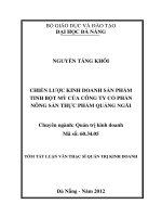 Tóm tắt Luận văn Thạc sĩ Quản trị kinh doanh: Xây dựng chiến lược kinh doanh sản phẩm tinh bột mỳ của Công ty Cổ phần Nông sản Thực phẩm Quảng Ngãi
