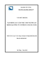 Tóm tắt luận văn Thạc sĩ ngành Quản trị kinh doanh: Tạo động lực làm việc cho người lao động tại công ty Cổ phần Cảng Đà Nẵng