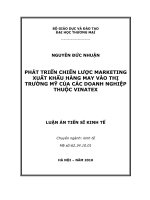 Tóm tắt luận án Tiến sĩ Kinh tế: Phát triển chiến lược Marketing xuất khẩu hàng may vào thị trường Mỹ của các doanh nghiệp thuộc Vinatex