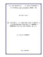 Luận án Tiến sĩ Kinh tế: Quản lý nhà nước về phát triển nguồn nhân lực ở các doanh nghiệp may phục vụ Quân đội trong điều kiện hội nhập kinh tế quốc tế