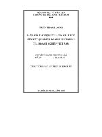 Tóm tắt luận văn Tiến sĩ Kinh tế: Đánh giá tác động của gia nhập WTO đến kết quả kinh doanh xuất khẩu của doanh nghiệp Việt Nam