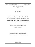Tóm tắt luận án Tiến sĩ Kinh tế: Sử dụng công cụ tài chính vĩ mô nâng cao khả năng cạnh tranh của hàng may mặc xuất khẩu Việt Nam