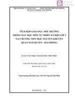 Luận văn thạc sĩ  Tích hợp giáo dục môi trường trong dạy môn tự nhiên xã hội