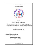 MỘT vài KINH NGHIỆM về vận DỤNG PHƯƠNG PHÁP dạy học TRỰC QUAN vào dạy học từ NGỮ TRONG CHƯƠNG TRÌNH NGỮ văn 8