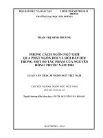 Luận văn thạc sĩ  Phong cách ngôn ngữ giới qua phát ngôn hỏi và hồi đáp hỏi trong một số tác phẩm của Nguyên Hồng trước năm 1945
