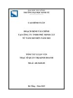 Tóm tắt luận văn Thạc sĩ Quản trị kinh doanh: Hoạch định tài chính tại công ty TNHH Phú Minh Cát từ năm 2019 đến năm 2021