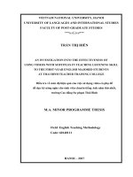 Điều tra về mức độ hiệu quả của việc sử dụng video có phụ đề  để dạy kỹ năng nghe cho sinh viên chuyên tiếng anh năm thứ nhất, trường cao đẳng sư phạm thái bình  